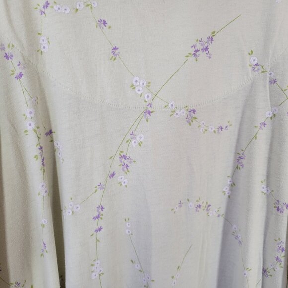 Simply Basic Nightgown 4X Plus Green Purple Floral Lace Cotton Blend FLO162XE - Picture 9 of 12